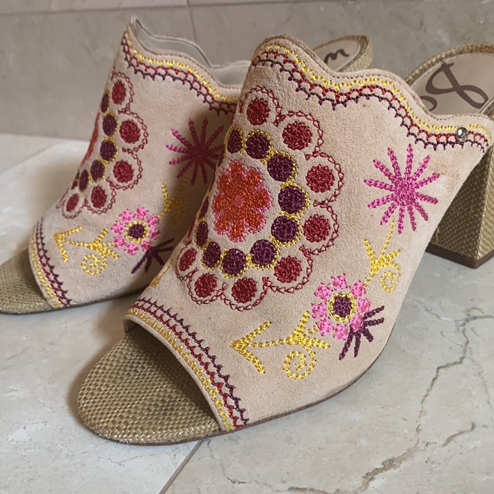 Sam Edelman Platform Slides With Suede And Embroi… - image 1